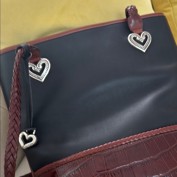 VINTAGE NWOT Brighton Black and Brown Structured Tote Bag - Picture 2 of 6